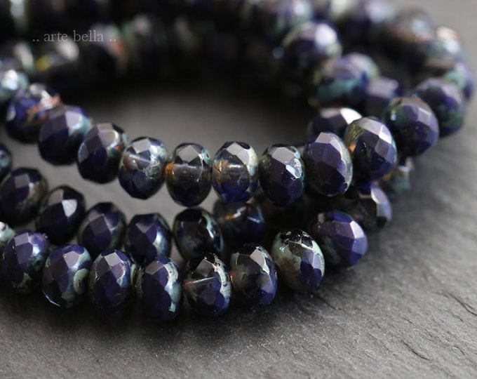 back in stock .. DEEP BLUE BABIES .. 30 Premium Picasso Czech Glass Faceted Rondelle Beads 3x5mm (6035-st) .. jewelry supplies