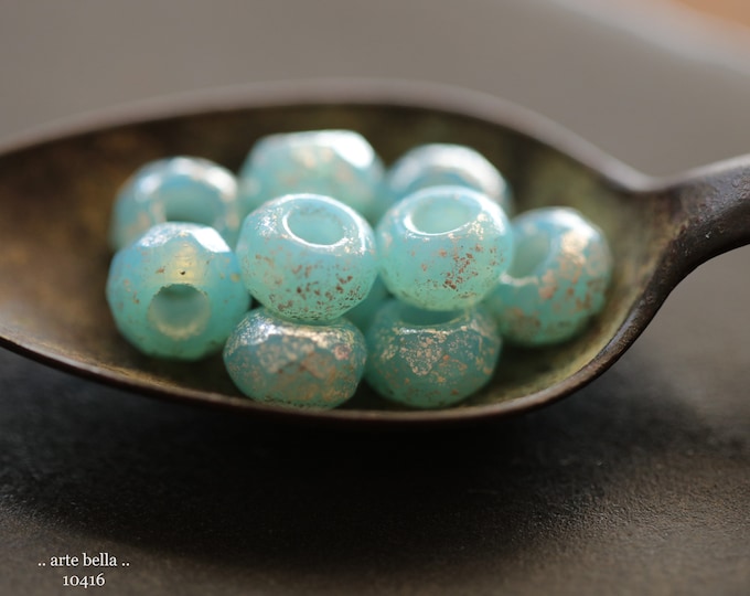 back in stock .. SILVERED SKY ROLLERS .. 25 Czech Luster Glass Large Hole Roller Beads 6x9mm (10416-st) .. jewelry supplies