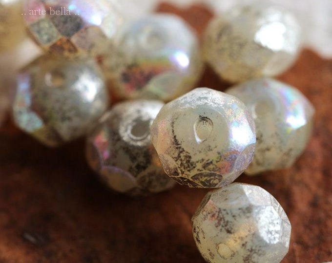 back in stock .. MYSTIC OPAL No. 2 .. 25 Picasso Czech Mercury Glass Faceted Rondelle Beads 6x8mm (6896-st) .. jewelry supplies