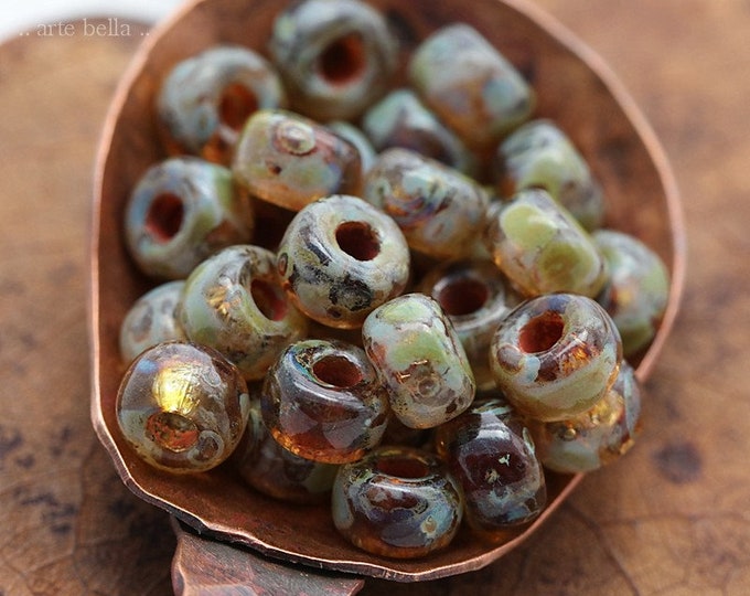 EARTHY AMBER SEEDS .. 30 Premium Picasso Matubo Czech Glass Seed Beads Size 2/0 (8192-30)
