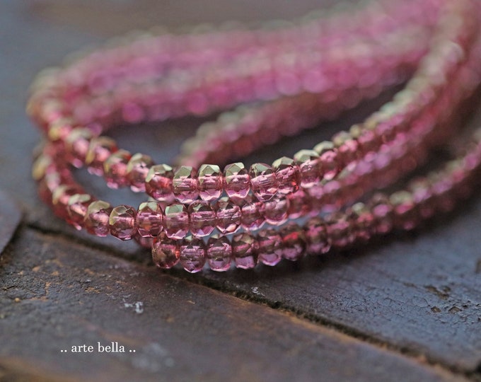 back in stock .. GOLDEN ROSE BITS .. 50 Premium Czech Glass Faceted Rondelle Beads 2.5x4mm (9641-st) .. jewelry supplies