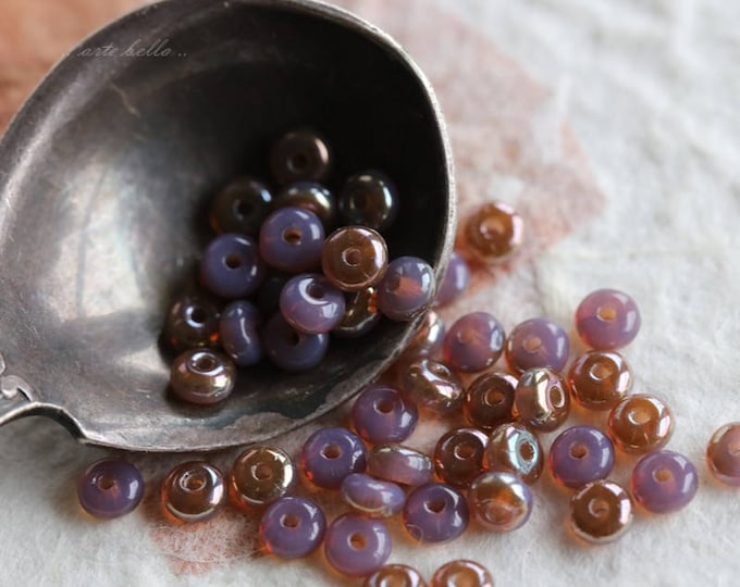 back in stock .. GILDED AMETHYST BITS .. 100 Premium Czech Glass Smooth Rondelle Spacer Beads 2x3mm (5830-st) .. jewelry supplies