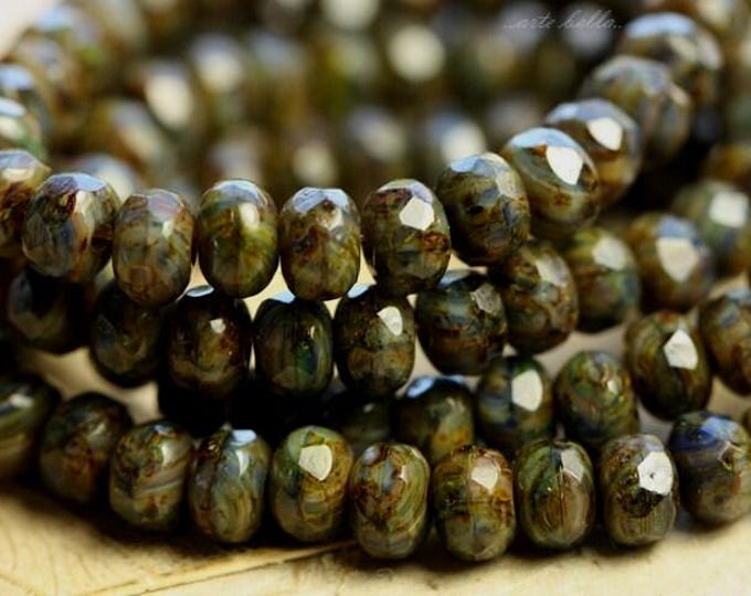 back in stock .. MOSSY VIOLET BABIES .. 30 Premium Picasso Czech Glass Faceted Rondelle Beads 3x5mm (B39-st) .. jewelry supplies