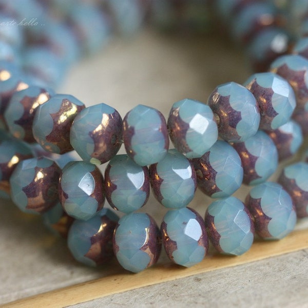 METALLIC GLOW No. 3 .. 25 Premium Metallic Picasso Czech Glass Faceted Rondelle Beads 7x5mm (B02-st) .. jewelry supplies