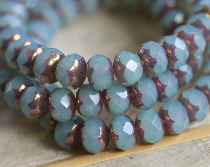 METALLIC GLOW No. 3 .. 25 Premium Metallic Picasso Czech Glass Faceted Rondelle Beads 7x5mm (B02-st)