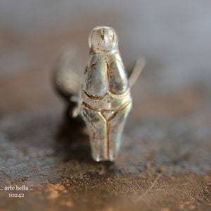 premium glass beads .. GOLDEN MYSTIC GODDESS .. 4 Czech Glass Goddess Beads 25x10mm (10242-4) .. jewelry supplies