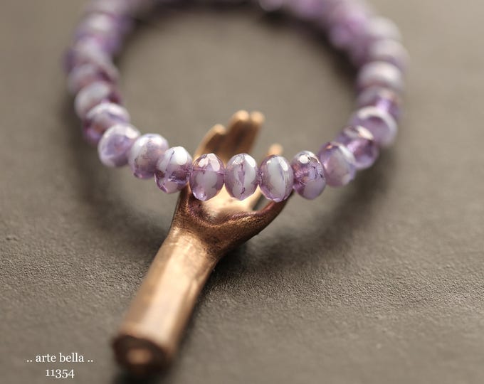 New .. BRONZED WISTERIA BABIES .. 30 Luster Picasso Czech Glass Faceted Rondelle Beads 3x5mm (11354-st) .. jewelry supplies