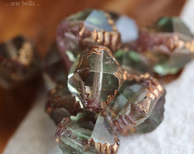 back in stock .. BRONZE WINTERGREEN TINK .. 10 Premium Czech Glass Faceted Bicone Beads 8x10mm (7879-10) .. jewelry supplies
