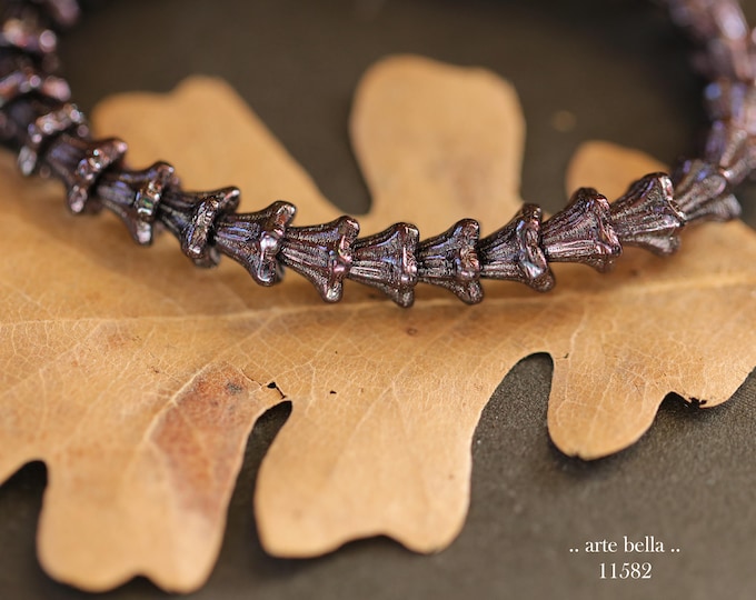 New .. PINKY BLACK BABY Bells .. 30 Premium Czech Glass Bell Flower Bead 5x6mm (11582-st) .. jewelry making supplies