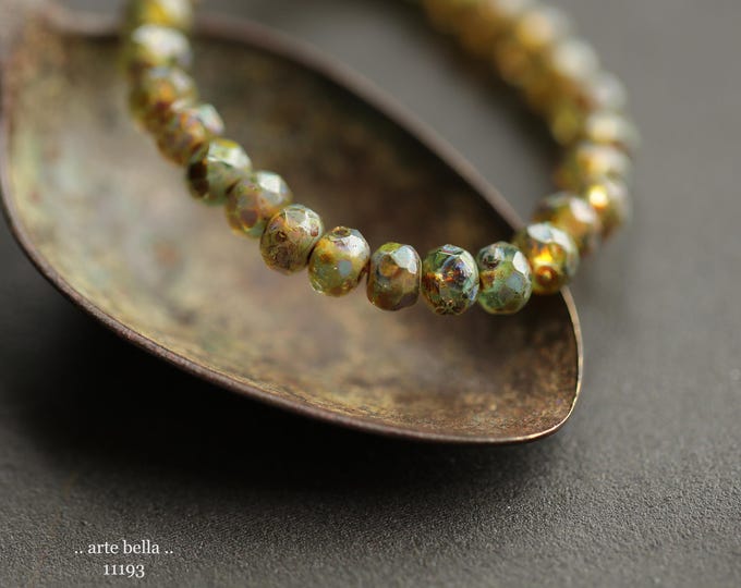 premium glass beads .. EARTHY FOREST BABIES .. New 30 Picasso Czech Glass Faceted Rondelle Beads 3x5mm (11193-st) .. jewelry supplies