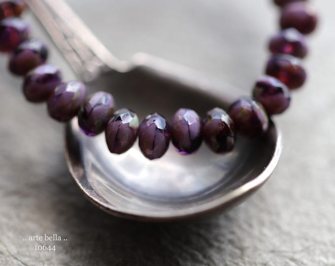 PURPLE ALLYSUM BABIES .. 30 Premium Picasso Czech Glass Faceted Rondelle Beads 3x5mm (10644-st) .. jewelry supplies