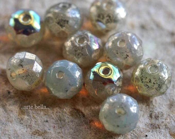 back in stock .. MYSTIC OPAL PEBBLES .. 25 Luster Picasso Czech Glass Faceted Rondelle Beads 5x7mm (6146-st) .. jewelry supplies