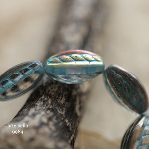 premium glass beads .. MYSTIC SKY TWIST .. 10 Czech Glass Twisted Oval Beads 15x9mm (9984-st) .. jewelry supplies