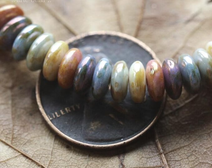 back in stock .. DISC RAINBOW MEDLEY .. 50 Premium Picasso Czech Glass Disc Spacer Beads 6x2mm (5556-50) .. jewelry supplies