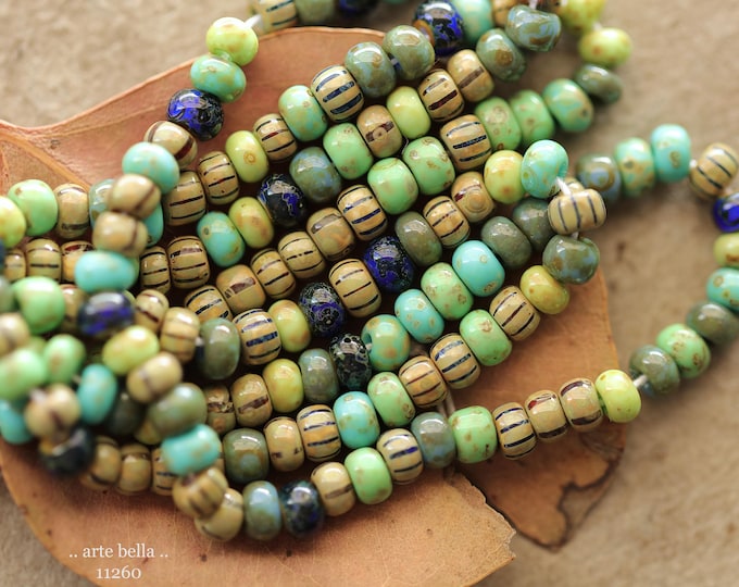 New .. RAIN FOREST SEEDS No. 11260 .. 20" Premium Picasso Czech Glass Aged Striped Seed Bead Mix Size 5/0 (11260-st)