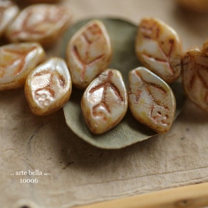 premium glass beads .. FALLING LEAVES .. 25 Picasso Czech Glass Leaf Beads 12x8mm (10006-st) .. jewelry supplies