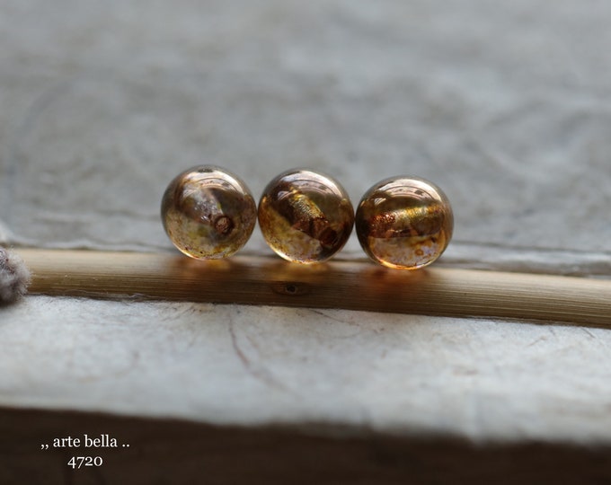 BRONZE PLUM MARBLES 8mm .. 10 Premium Picasso Luster  Czech Glass Druk Beads (4720-10) .. jewelry supplies