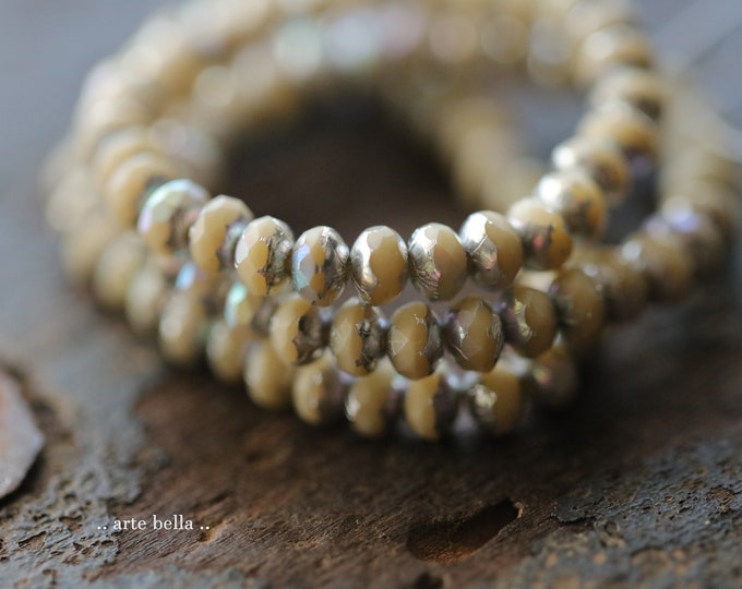 MYSTIC LATTE BABIES .. 30 Premium Czech Glass Faceted Rondelle Beads 3x5mm (9595-st) .. jewelry supplies