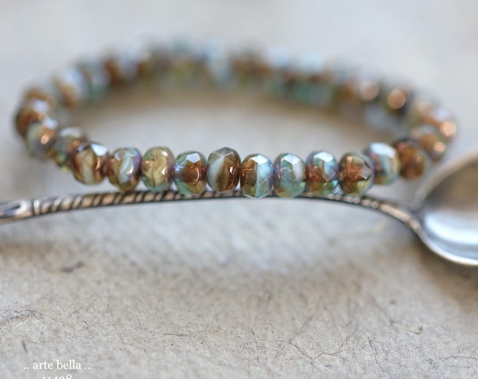 New .. BRONZED CREEK BABIES .. 30 Czech Glass Faceted Rondelle Beads 3x5mm (11428-st) .. jewelry supplies