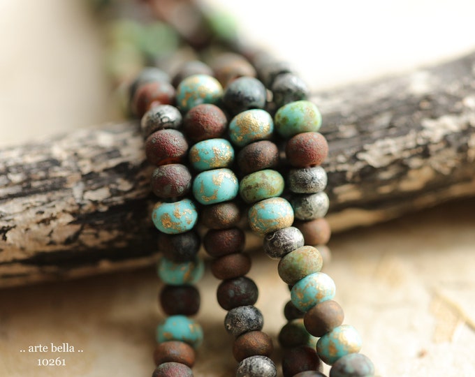 Matte DUSK SEED BEADS No. 10261 .. 20" Premium Picasso Czech Glass Aged Seed Bead Mix Size 5 (10261-st)