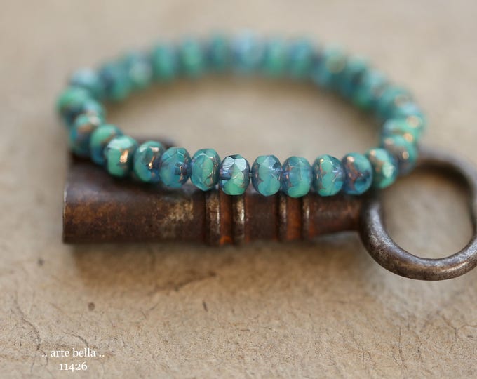 New .. BRONZED OCEANIC BABIES .. 30 Premium Czech Glass Faceted Rondelle Beads 3x5mm (11426-st) .. jewelry supplies