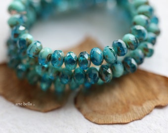 SUMMER GLOW BABIES .. 30 Premium Picasso Czech Glass Faceted Rondelle Beads 3x5mm (4485-st)