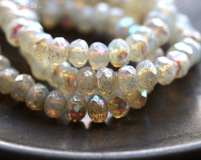 back in stock .. MYSTIC OPAL BABIES No. 2 .. 30 Premium Czech Mercury Glass Faceted Rondelle Beads 3x5mm (7921-st) .. jewelry supplies