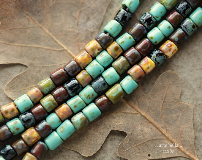 New .. LOVE MADLY No. 11265 .. 20" Premium Picasso Czech Glass Aged Tube Bead Mix Size 6/0 (11265-st) .. jewelry supplies