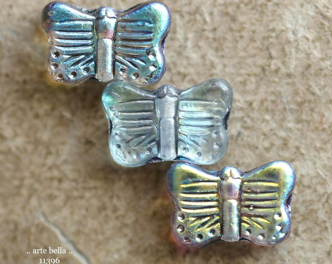 New .. MYSTIC FLUTTER MIX .. 10 Premium Czech Glass Butterfly Bead Mix 11x16mm (11396-st) .. jewelry supplies