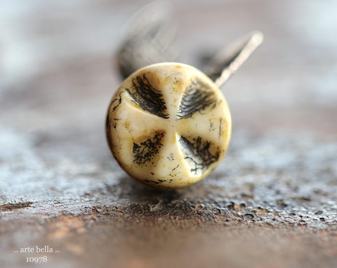BLACK IVORY RELICS .. New 6 Premium Picasso Czech Glass Maltese Cross Bead Mix 14x5mm (10978-6) .. jewelry supplies