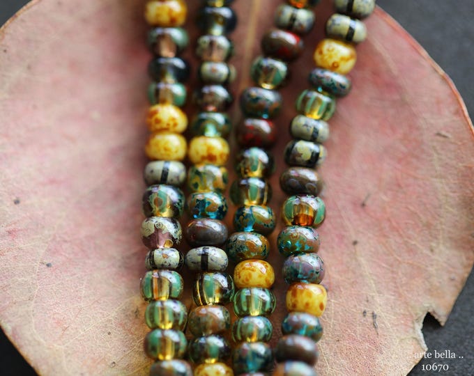 CIRCUS SEED MIX No. 10670 .. 20" Premium Picasso Czech Aged Striped Glass Seed Bead Mix Size 6/0 (10670-st)