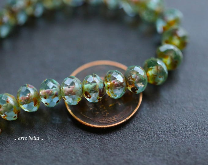 back in stock .. BREATHE PEBBLES .. 25 Picasso Czech Glass Faceted Rondelle Beads 5x7mm (5741-st) .. jewelry supplies