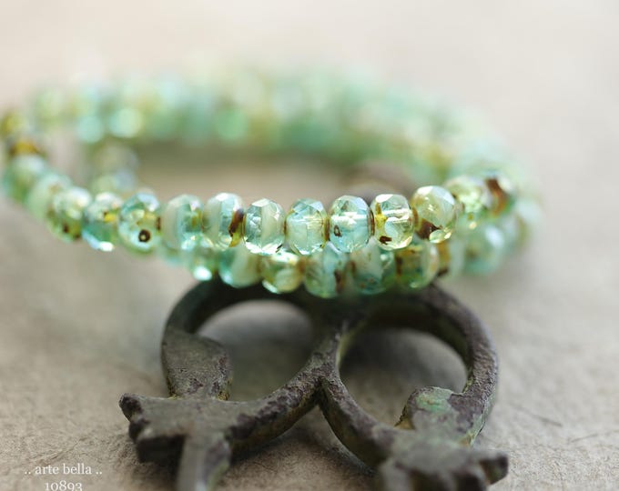 MALIBU BEACH BABIES .. 30 Premium Picasso Czech Glass Faceted Rondelle Beads 3x5mm (10893-st) .. jewelry supplies