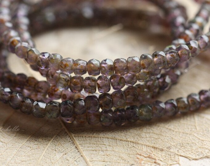 GRAPE BITS .. 50 Premium Picasso Czech Glass Faceted Rondelle Beads 2x3mm (4279-st)