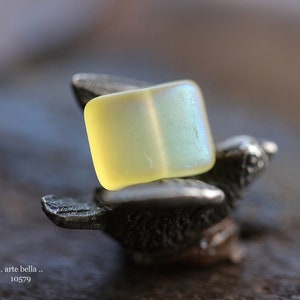 last ones .. MYSTIC LEMON REX .. 10 Matte Czech Glass Rectangle Beads 11x8mm (10579-10) .. jewelry supplies