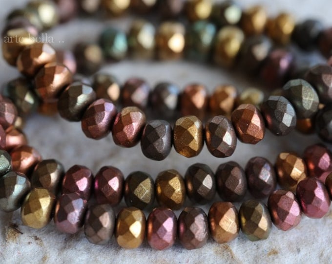 back in stock .. METALLIC MIX BABIES.. 30 Premium Matte Metallic Czech Glass Rondelle Bead Mix 3x5mm (6207-st) .. jewelry supplies