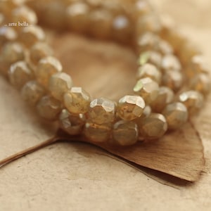 back in stock .. CASHMERE TOTS .. 25 Premium Luster Picasso Czech Glass Faceted Beads 6mm (3474-st) .. jewelry supplies