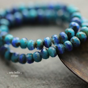 OCEAN BAY BABIES .. 30 Premium Picasso Czech Glass Faceted Rondelle Beads 3x5mm (10090-st)