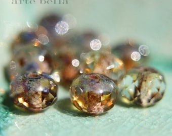 BABY WHISPERS .. 25 Picasso Czech Glass Faceted Rondelle Beads 5x7mm (562-st) .. jewelry supplies