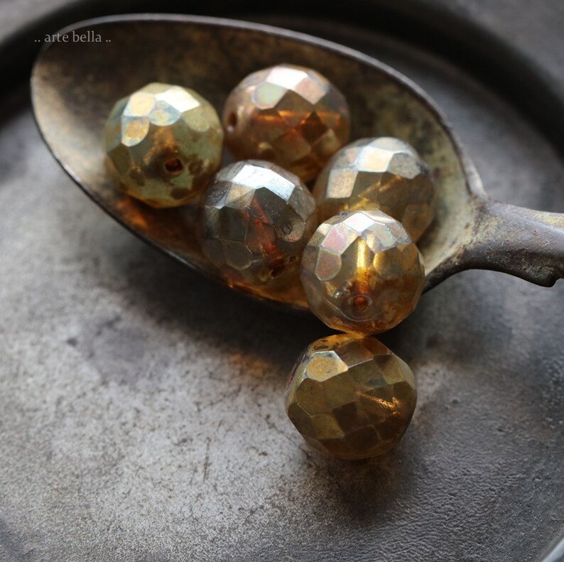 CASHMERE .. 6 Premium Picasso Czech Opal Glass Beads 11-12mm (2306-6) photo