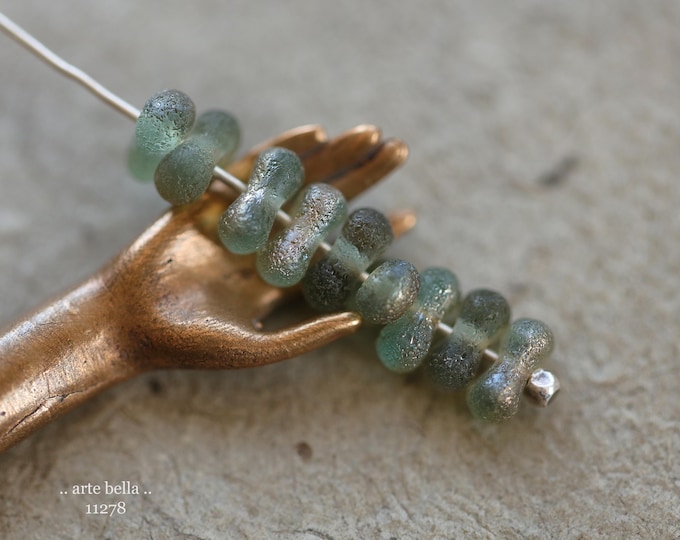 New .. CELSIAN AQUA FARFALLES .. 100 Etched Czech Glass Peanut Beads 4x6mm (11278-100) .. jewelry supplies