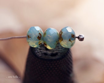 premium glass beads .. SKY PEBBLES .. 25 Picasso Czech Glass Faceted Rondelle Beads 5x7mm (560-25) .. jewelry supplies