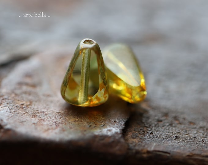 OLIVE PICASSO SLABS .. 10 Premium Picasso Czech Glass Nugget Beads 10x8mm (9247-10)