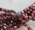 back in stock .. RASPBERRY DRUKS 4mm .. 50 Premium Etched Czech Glass Druk Beads (5849-st) .. jewelry supplies