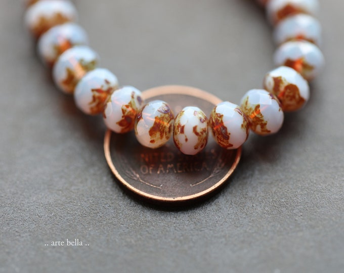 LIL' MORNING DEWS ..  25 Premium Picasso Czech Glass Faceted Rondelle Beads 5x7mm (564-st) .. jewelry supplies