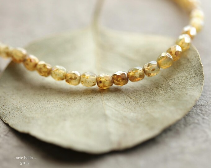 CASHMERE TOTS .. 50 Premium Picasso Czech Glass Faceted Round Beads 4mm (5105-st) .. jewelry supplies