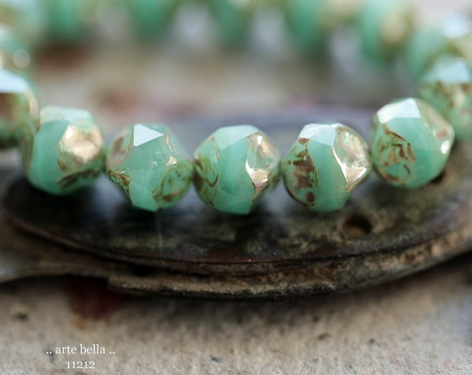 SILVERED BEACH NUGGETS .. New 15 Premium Luster Picasso Czech Glass Baroque Central Cut Beads 9mm (11212-st) .. jewelry making supplies