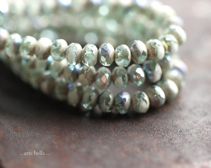 MYSTIC SAGE CREAM Babies .. 30 Premium Czech Glass Faceted Rondelle Beads 3x5mm (9254-st) .. jewelry supplies
