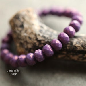 premium glass beads .. PURPLE LUSTER PEBBLES .. 25 Czech Glass Faceted Rondelle Beads 5x7mm (10097-st) .. jewelry supplies