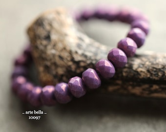 PURPLE LUSTER PEBBLES .. 25 Premium Czech Glass Faceted Rondelle Beads 5x7mm (10097-st)